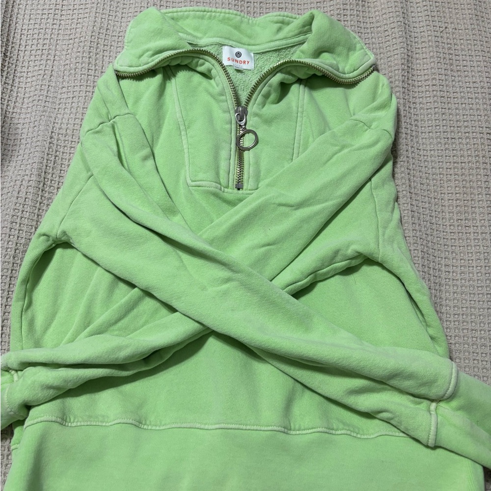 Sundry Light Green Zip-Up Sweatshirt